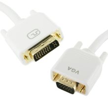 1m DVI-I Male to VGA Male Cable White Dual Link for LCD Screen PC Monitor DV4353W1M