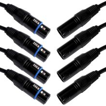 4x 15m 3-Pin XLR Balanced Audio Cable Microphone Lead Mic Cord Cannon Plug MC536B15Mx4