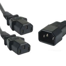 2m Avico Power Cord 1x IEC Male Plug to 2 x IEC Female Sockets PC10P