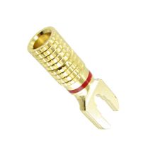 Spade Terminals Red 24k Gold Plated Fits 5.5mm - 6.5mm Posts SP0537R