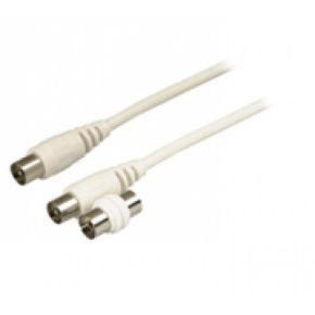 5m Antenna Aerial Flylead Cable 75 Ohm Male to Male with Female Adaptor White FL50