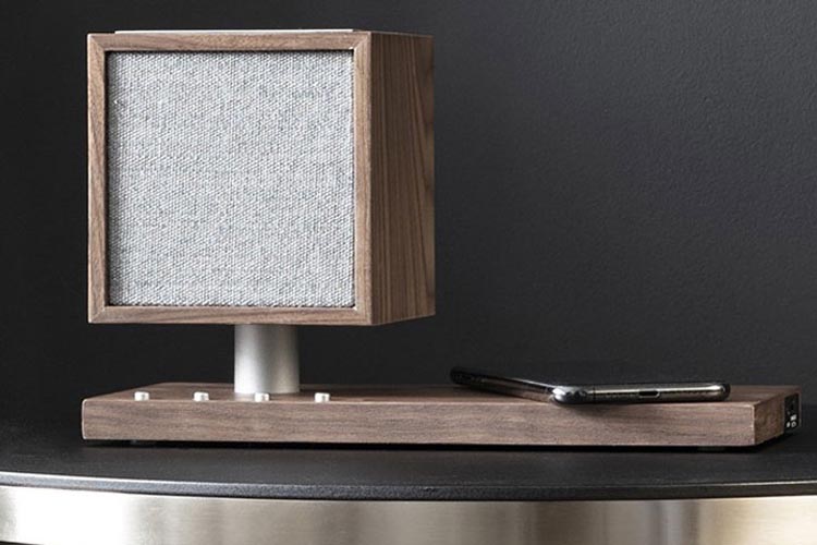 Tivoli Revive Bluetooth Speaker Lamp Wireless Charger Walnut Grey